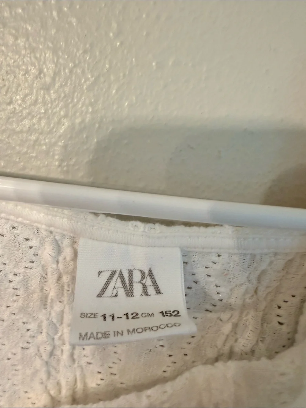 Zara Girls White Eyelet Lace Ruffle Dress